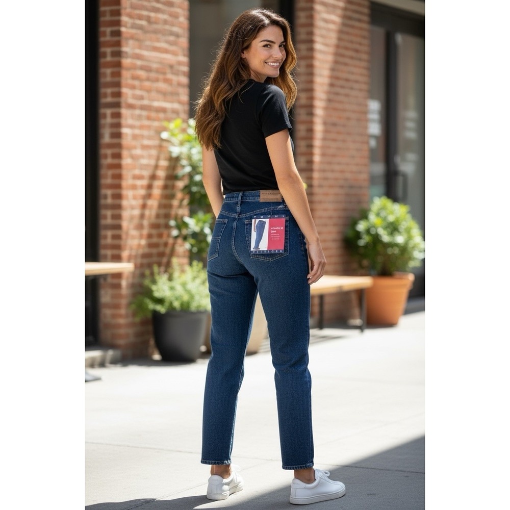 Vintage Y2k Tommy Jeans Womens 14A Blue Denim Classic‎ Fit Tapered Leg